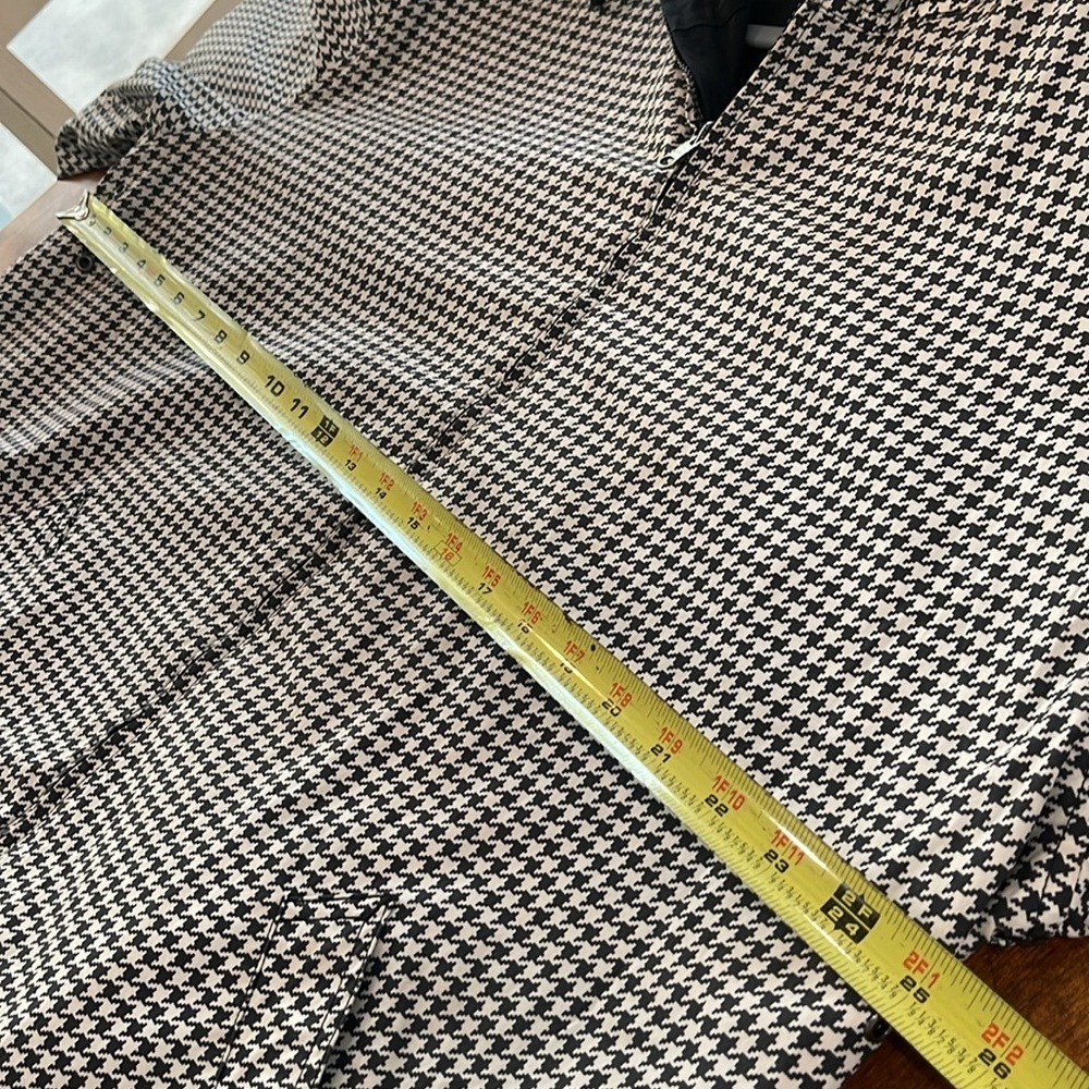 Jones of New York Black Houndstooth Reversible Hooded Jacket Sz Large Raincoat - Picture 13 of 16